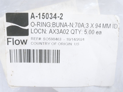 Flow A-15034-2; Lot-5; Water Pump Seal Kit 94mmOD x 3mm Thick