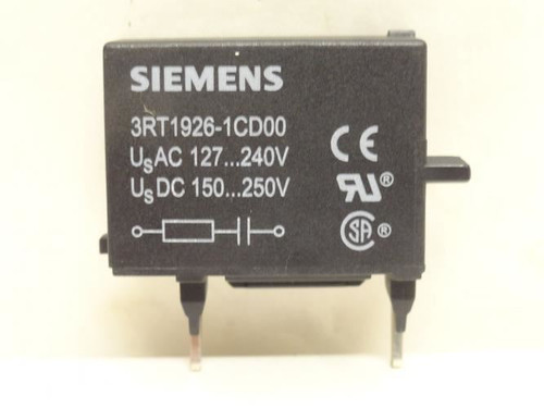 Siemens 3RT1926-1CD00; Surge Suppressor; 127/240VAC; 150/250VDC