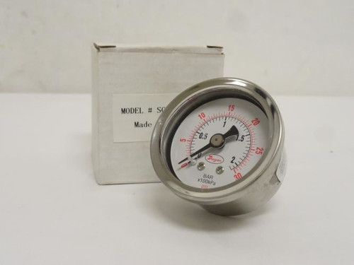 Dwyer SG3-B10341N; Dry Pressure Gauge; SS; 0-30 PSI; 1/8 NPT