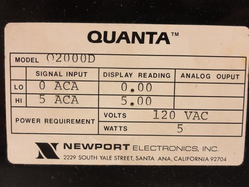Newport Q2000D; QUANTA Panel Mount Process Meter 120VAC