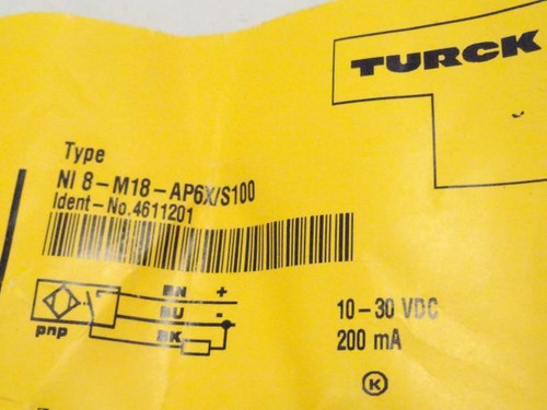 Turck NI 8-M18-AP6X/S100; Harsh Duty Sensor; 10-30VDC; 200mA