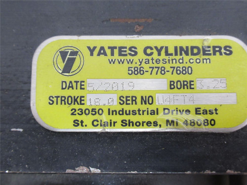 Yates U4FT4; Hydraulic Cylinder; 3-1/2"ID x 18" Stroke