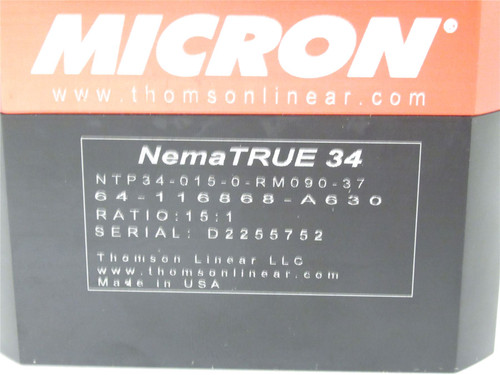 Micron NTP34-015-0-RM090-37; Gearbox; 15:1