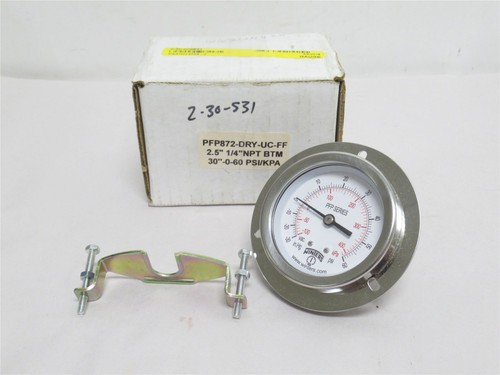 Winters PFP872-DRY-UC-FF; Pressure Gauge; SS; -30-60PSI