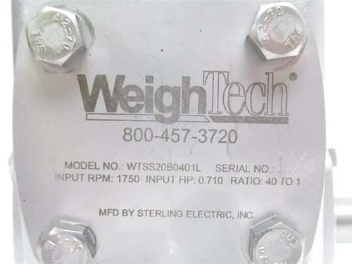 Sterling WTSS20B0401L; WeighTec Gear Reducer; SS; 40:1 Ratio