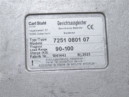 Carl Stahl 7251-0801-07; Zero Gravity Balancer; 90-100KG