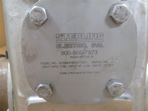Sterling S2325HWBQ075563; Gear Reducer; SS; 75:1 Ratio; 2.06HP