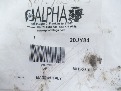 Alpha  80195-08 ; Coupler Quick Disconnect 3/8" Body size