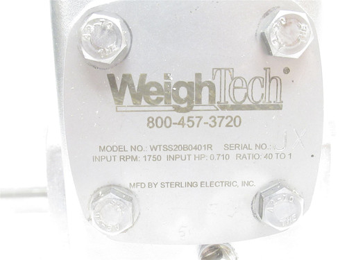 Sterling WTSS20B0401R; WeighTec Gear Reducer; SS; 40:1 Ratio