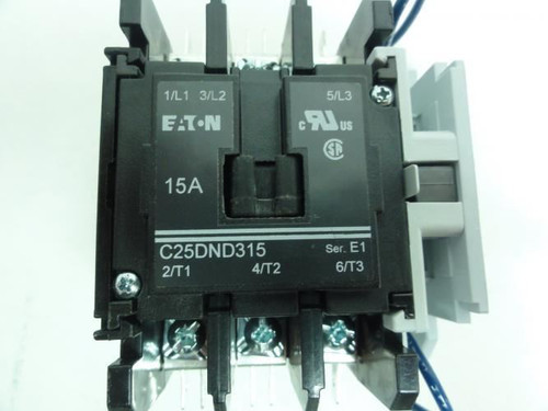 Eaton C25DND3151A; Contactor 15A; 600V; 3P; Coil: 120VDC