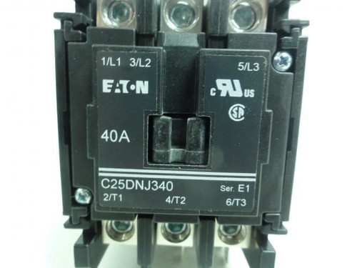 Eaton C25DNJ340B9; Contactor 40A; 600V; 3P; Coil: 240VAC