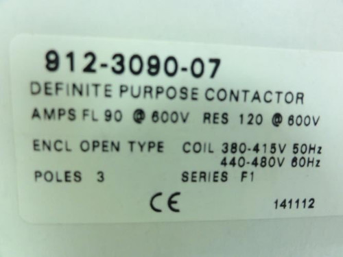 Copeland 912-3090-07; Contactor 90A; 600VAC; 3P; Coil: 480VAC