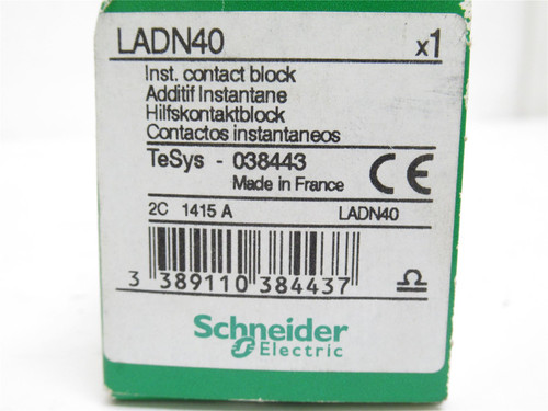 Schneider LADN40; Auxiliary Contact Block; 4P; 600V