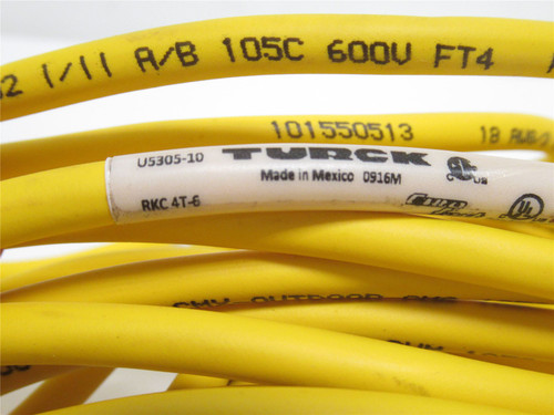 Turck RKC 4T-6; Cordset U53005-10; 3 Wire; 6m Length
