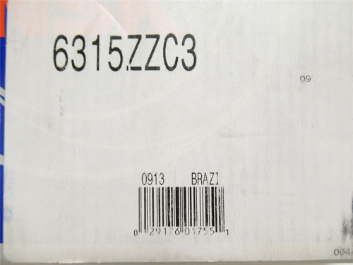 NSK 6315ZZC3; Ball Bearing 75mmID x 160mmOD x 37mm Wide