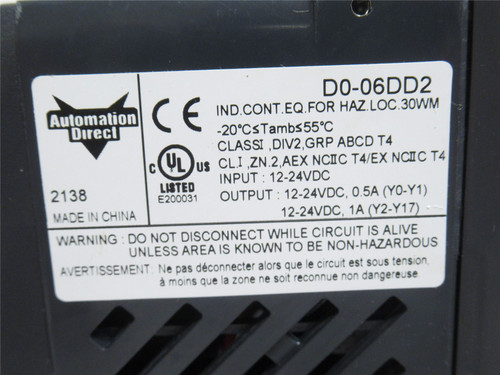 Automation Direct D0-06DD2; Discrete Input: 20-Point 12-24VDC