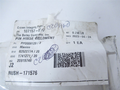 Crown 107157-002; Pin Hinge Weldment Factory Sealed