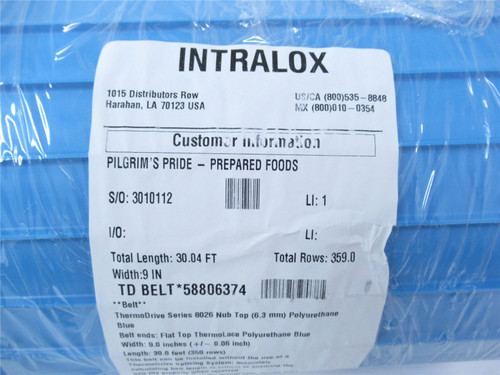 Intralox 8026-58806374; Belt Thermodrive 9" W x 30.04ft
