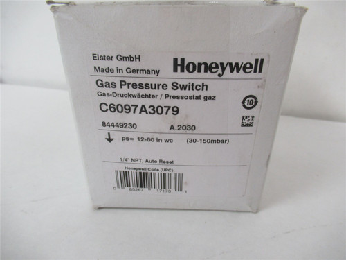 Honeywell C6097A3079; Gas Pressure Switch12" to 60"WC 1/4"NPT