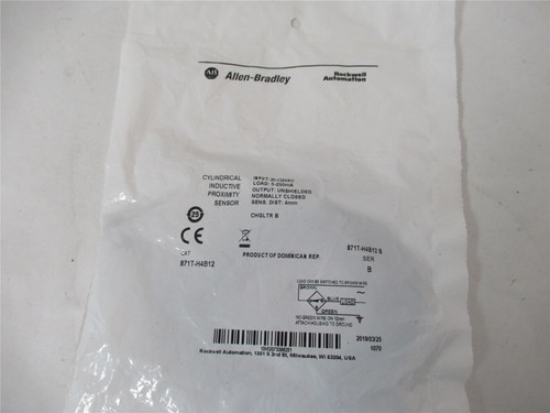 Allen-Bradley 871T-H4B12; Proximity Sensor AC 12MM Diam SS