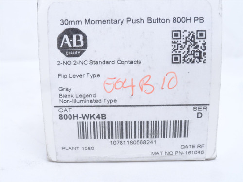 Allen-Bradley 800H-WK4B; Flip Lever Pushbutton; 2-NO; 2-NC