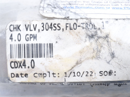 Flowmatic CDX4.0; Flo-Trol Flow Regulator; SS-304; 1NPT