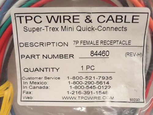 TPC 84460; Quick Connector Cable; 7 Pin; Female