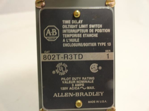 Allen-Bradley 802T-R3TD; Time Delay Limit Switch; 120V 3 Amp
