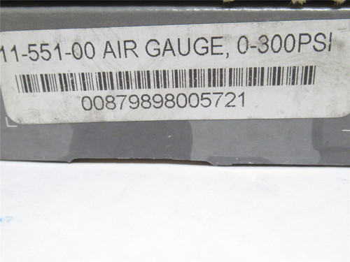 Smith-Cooper 11-551-00; Fire Sprinkler Air Gauge; 0-300PSI