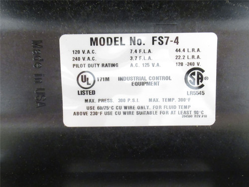 McDonnell/Miller FS7-4; Paddle Actuated Flow Switch; 1-1/4NPT