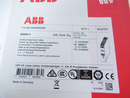 ABB BSR11; Safety Relay;4NO;24 VDC; No Time Delay