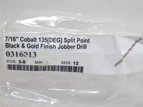 FMT 316013; Cobalt Split Point Jobber Drill 7/16"; 135 Deg