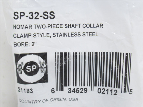 Ruland SP-32-SS; Shaft Collar; SS; 2-Piece; 2"ID; 11/16" Wide