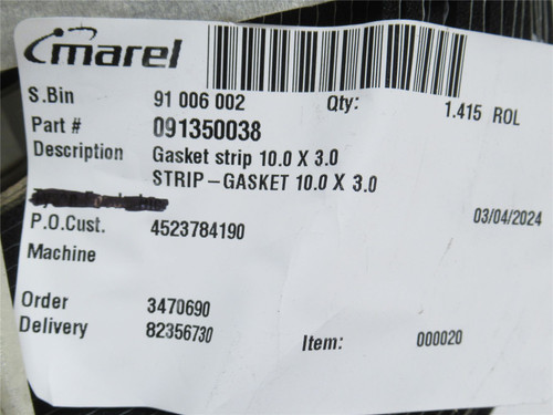 Marel 91350038; Lot-30'; Strip Gasket; 10mm Width