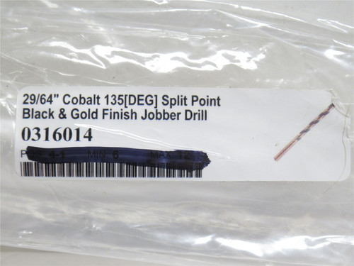 FMT 316014; Split Point; 135Deg; Jobber Drill Bit; 29/64"