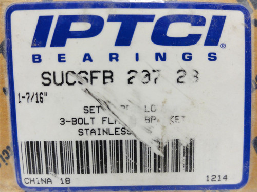 IPTCI SUCSFB 207 23; SS 3-Bolt Flanged Bearing; 1-7/16" ID