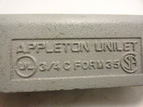 Appleton C75-A; Conduit Body w/Cover; 3/4" Hub Size