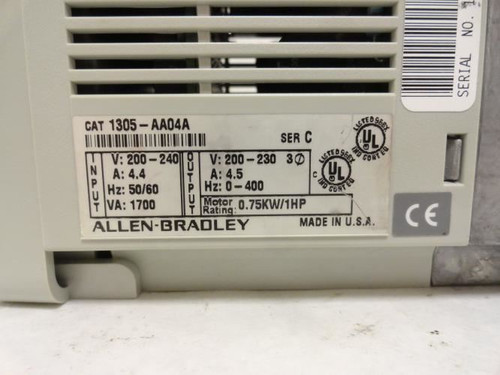 Allen-Bradley 1305-AA04A; AC Drive 1HP; 200-240VAC; 3ph