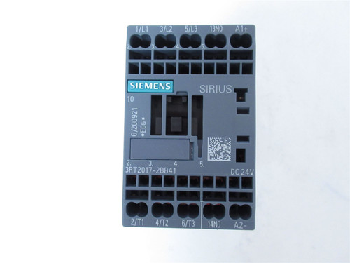 Siemens 3RT2017-2BB41; Contactor 3-Pole16A Coil 24V DC 1 NO
