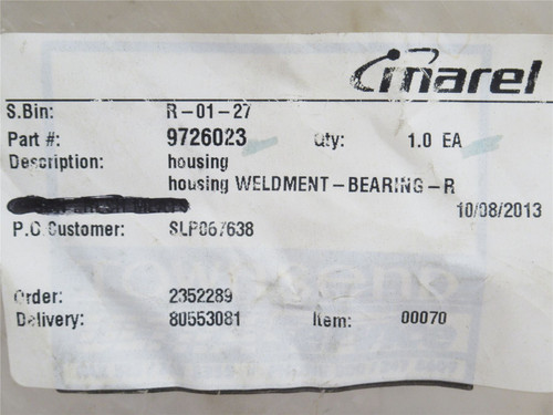 Marel 9726023; Bearing Weldment Housing; SS; 2-11/64"ID