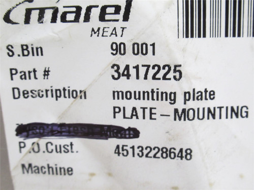 Marel 3417225; Mounting Plate; SS; 15-3/8" Long x 8-1/4" Wide