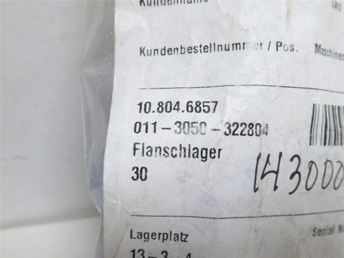 Multivac 10.804.6857; Flange Bearing; 30mmID; 2-Bolt