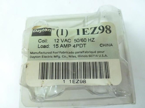 Dayton 1EZ98; Relay; 12VAC Coil; 50/60 Hz