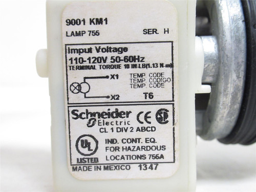 Schneider 9001-KM1R; Push Button Pilot Light; 110/120VAC; Red