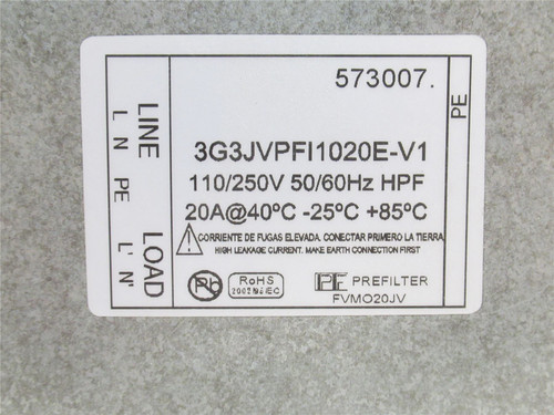 Pre-Filter 3G3JVPFI1020E-V1; Power Supply Filter; 110/250VAC