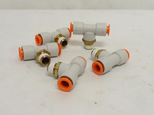 SMC KQ2Y03-33AS; Lot-5 Male Branch Tees; 3/8" PTC x 3/8" Thread