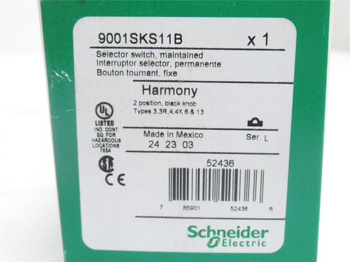 Schneider 9001SKS11B; Selector Switch; 2-Position; Size: 30mm