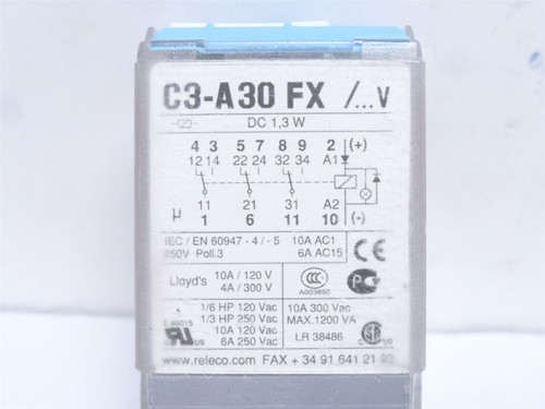 Releco C3-A30X/DC-24V; Relay; 10A; 120/250VAC; Coil: 24VDC; 11-Pin
