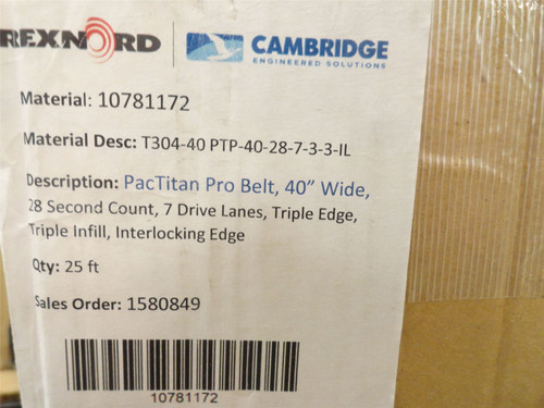 Cambridge T304-40 PTP-40-28-7-3-3-IL; Wire Belt SS 40"W 25'L