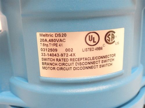 Meltric 33-14043-972-4X; DS20 Receptacle; 20A; 480VAC; 3P+G